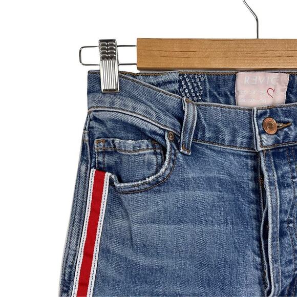Revice | Ruby Tuesday Racer Stripe Raw Hem High Rise Jeans 26 - Picture 8 of 15